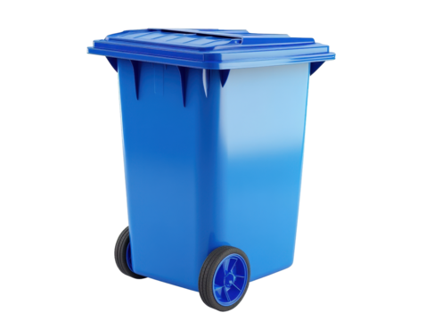 Isolated Blue Wheelie Bin