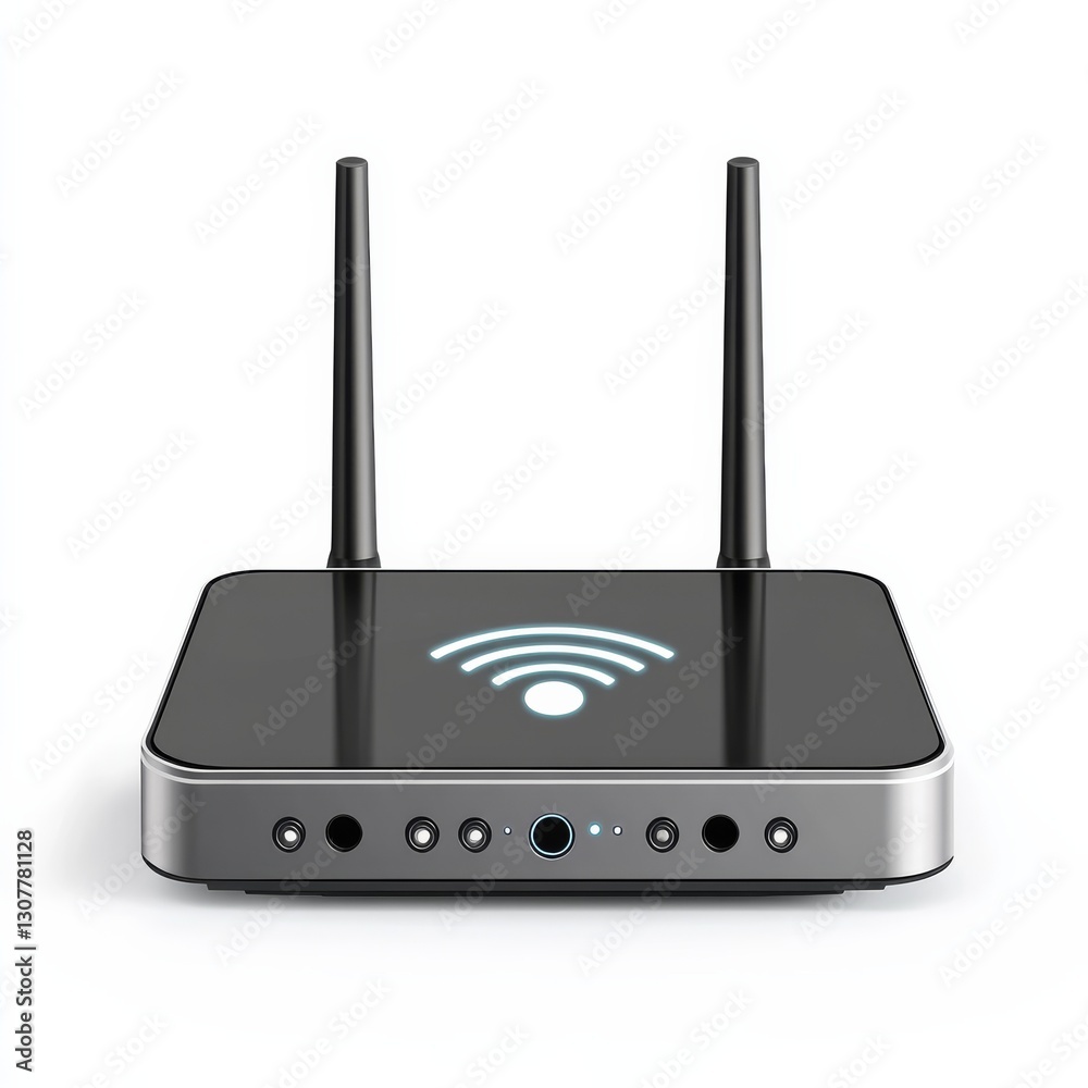 Aufkleber Sleek Wireless Router with Modern Design and Strong Signal on a Clean White Background, Perfect for Home or Office Network Connectivity