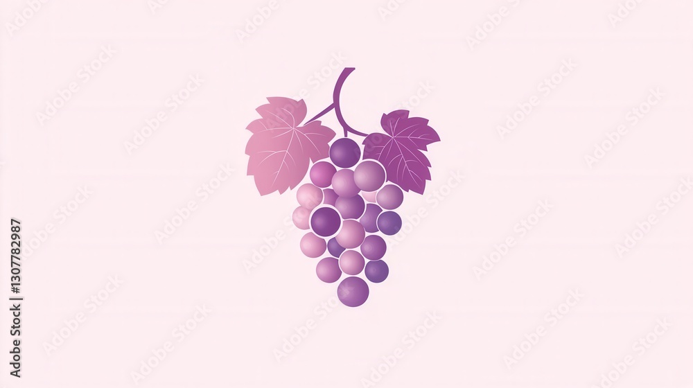 Fototapete modern abstract grape bunch logo showcasing soft purple hues and artistic simplicity for creative br