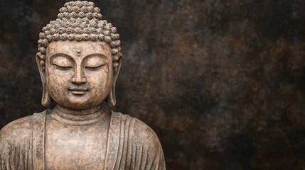 Buddha statue closeup serene background fine art photography tranquil environment artistic perspective spiritual concept