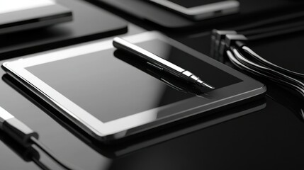 Modern digital devices, accessories, and workspace