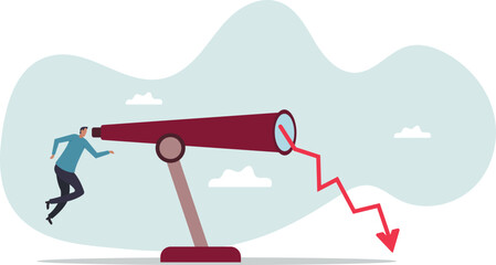 Stock market forecast downfall, vision to see future economic crisis or market crash.business concept.flat character.