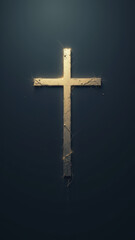 A 3D rendering of a cross with a dark background.