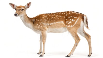 Fototapeta premium Fallow Deer On White Background