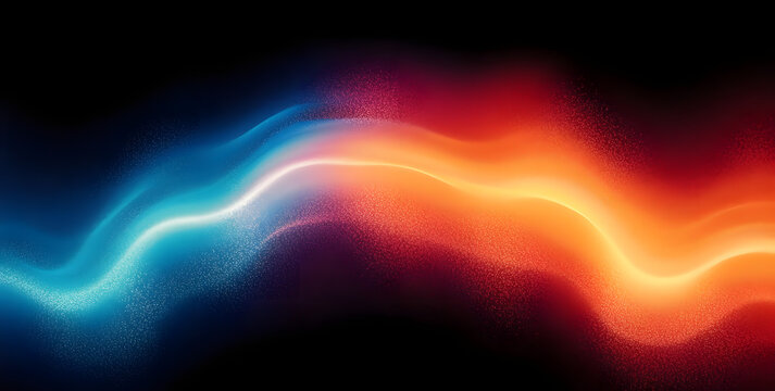 Vibrant rainbow, orange blue teal white psychedelic grainy gradient color flow wave on black background, music cover dance party poster design. Retro Colors from the 1970s 1980s, 70s, 80s, 90s style