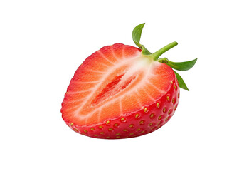 Cut or slice Strawberry fruit isolated on transparent background