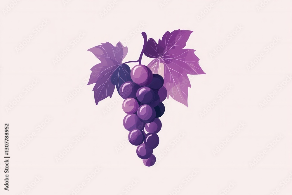 Poster modern abstract grape bunch logo showcasing soft purple hues in a simple artistic design for brandin