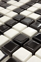 Fototapeta premium Modern Black and White Cubes Aligned in a Symmetrical Grid with a Stylish and Minimalist Geometric Design