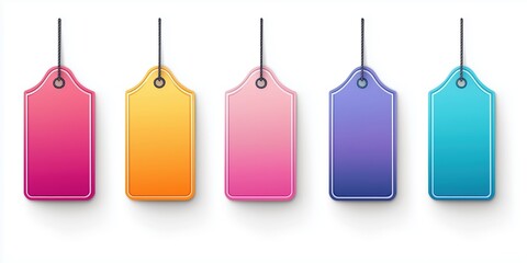 A collection of blank bright labels and price tags templates for mockup on the white background