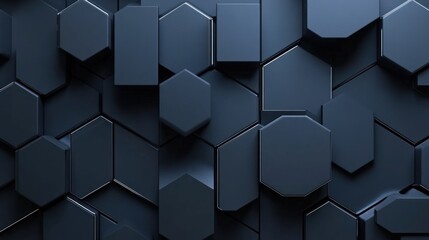 Obraz premium Abstract geometric dark hexagon background. Possible use Stock photo for technology, design, or futuristic themes