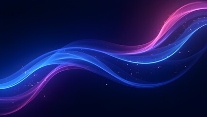 Obraz premium Futuristic abstract background with flowing blue and purple light waves on a dark backdrop. Perfect for technology, digital themes, and modern designs
