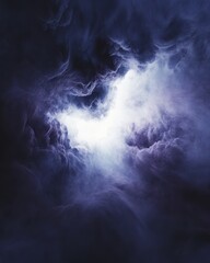 Fototapeta premium Mysterious Dark Clouds with Illumination in the Center of the Sky