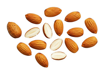 Almond nuts on gray concrete transparent background