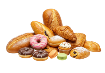 Bakery items corner isolated on transparent background