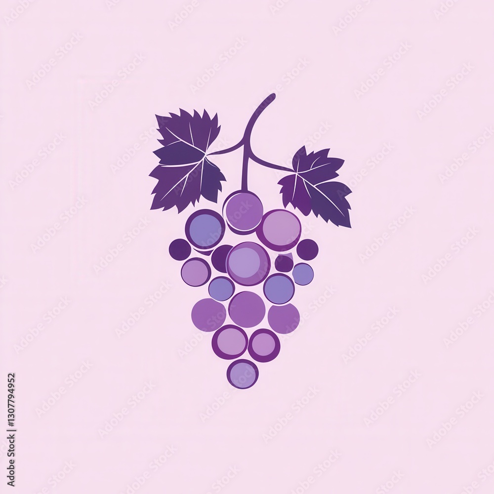 Poster abstract grape bunch logo design featuring soft purple hues in modern artistic style generative ai