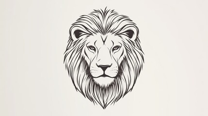 Obraz premium Detailed Lion Head Illustration with Flowing Mane and Intense Expression