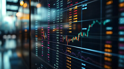 Stock market data displayed on a computer screen. (2)