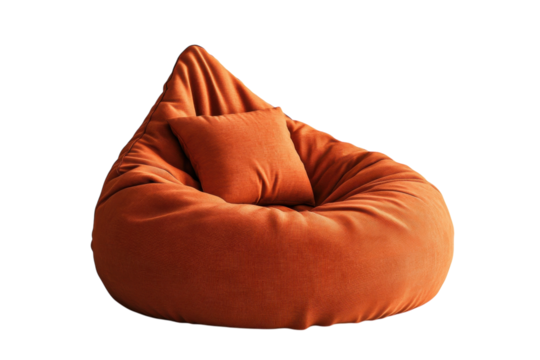 Cozy orange bean bag chair perfect for lounging or casual gatherings in a relaxed interior setting