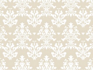 Elegant beige and white damask pattern background in repeating style