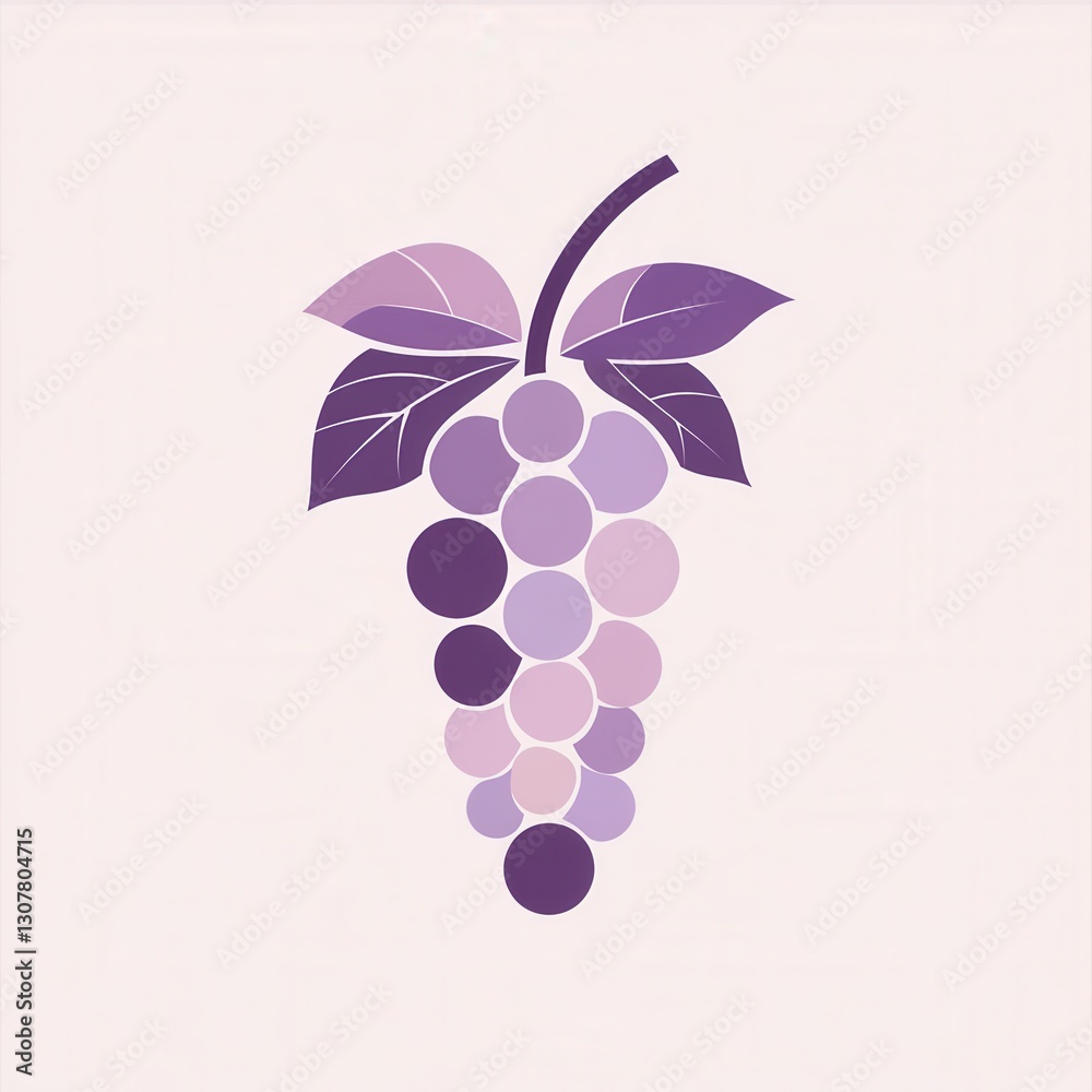 Poster abstract grape bunch logo showcasing modern artistic simplicity with soft purple hues on a light bac
