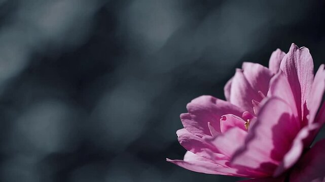 pink flower on black background
