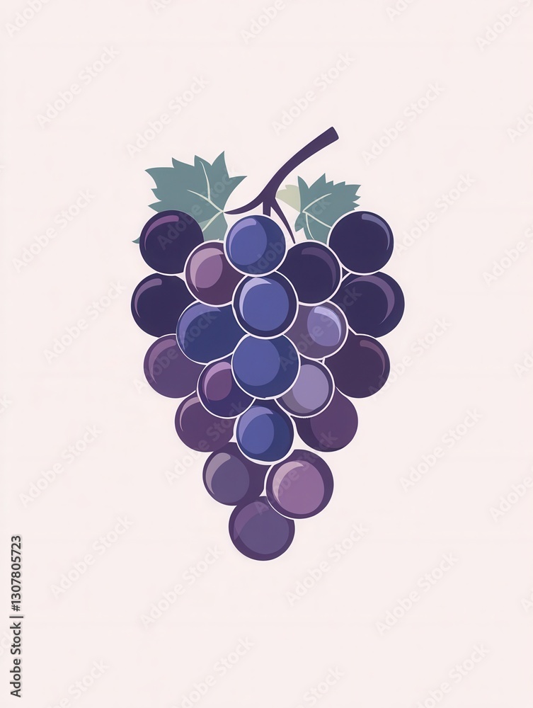 Aufkleber Abstract logo design featuring a grape bunch in soft purple hues with modern artistic simplicity for branding Generative AI