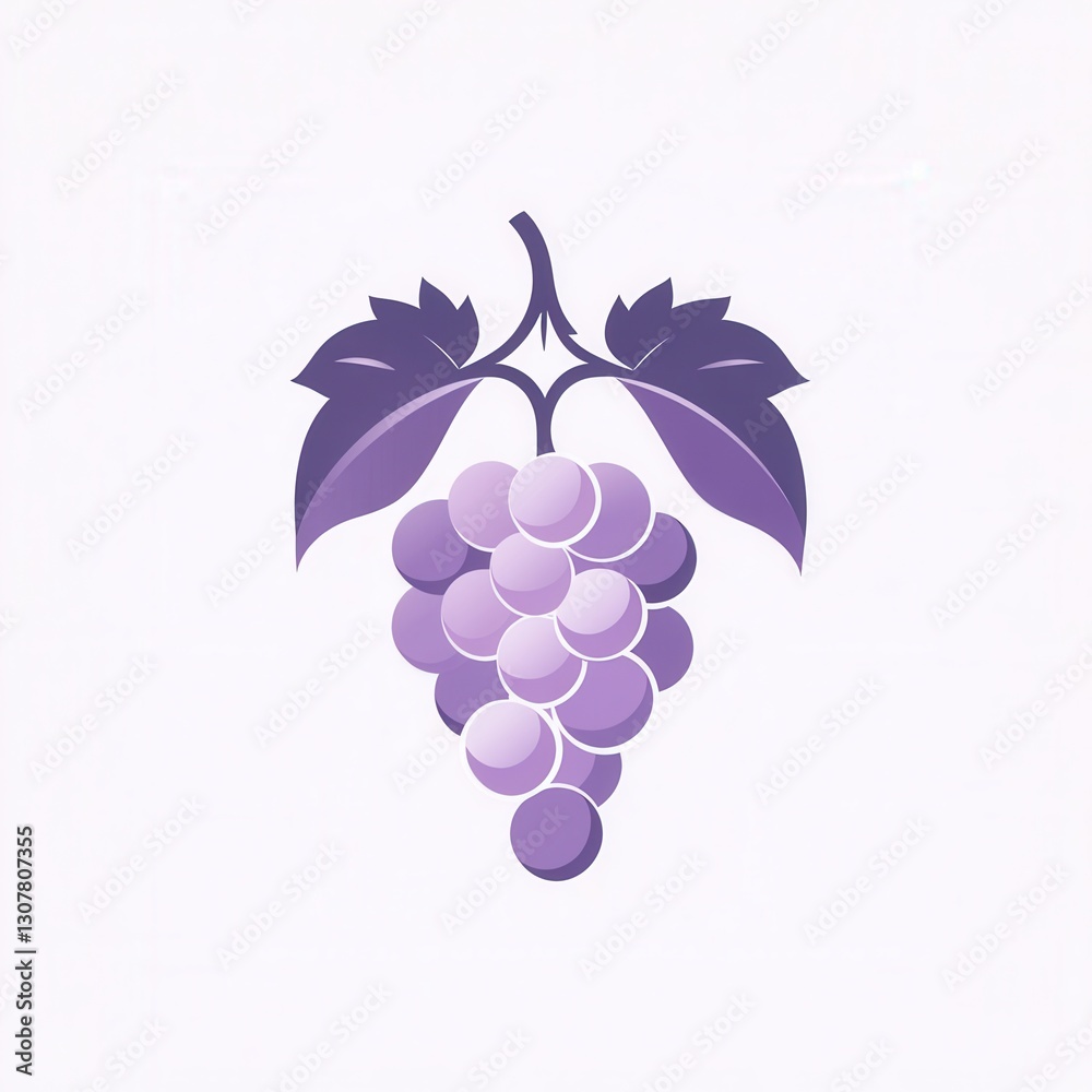 Poster modern abstract grape bunch logo featuring soft purple hues and artistic simplicity generative ai