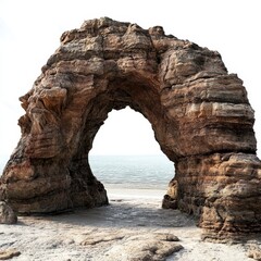 On the coast, a tall rock formation has resulted in the creation of a natural arch