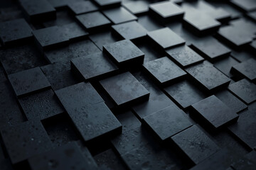 A close up of a black wall with a lot of squares on it
