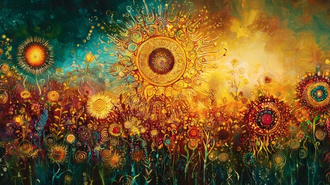 Spring equinox designs with celestial motifs