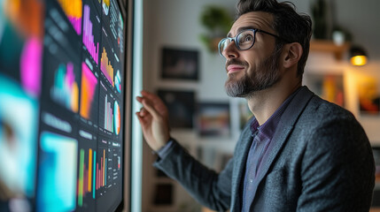 A stylish man presents an idea to investors