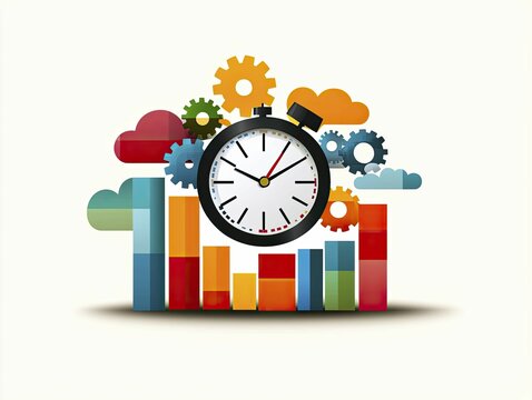A visual metaphor for productivity tools, featuring a clock intertwined with gears and digital elements, symbolizing efficiency.