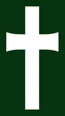 Fototapeta premium a simple green and white cross symbol, elegantly positioned against a solid background