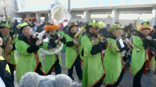 Carnival in Germany. Blurred Procession Background	