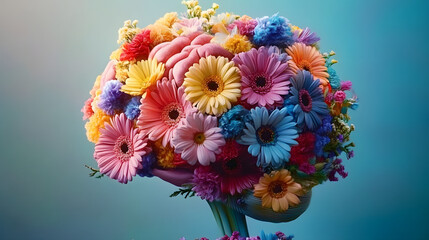 Human Brain Composed of Vibrant Flowers Representing Mental Health Awareness Through Technology