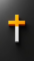 Obraz premium a simple orange and white cross symbol, elegantly positioned against a solid background. 