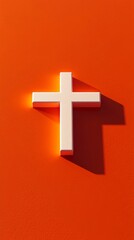 Obraz premium a simple orange and white cross symbol, elegantly positioned against a solid background. 