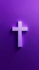 Fototapeta premium a simple purple and white cross symbol, elegantly positioned against a solid background. 
