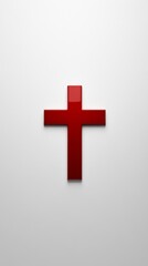 Obraz premium a simple red and white cross symbol, elegantly positioned against a solid background