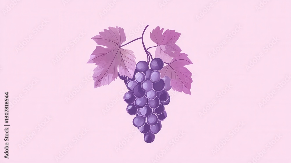 Poster modern abstract grape bunch logo featuring soft purple hues and artistic simplicity in contemporary 