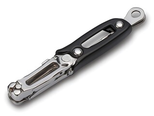 A Close Up Shot of a Metal and Black Bottle Opener