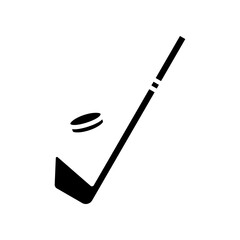Hockey Stick and Puck Vector Icon with Simple Design Elements
