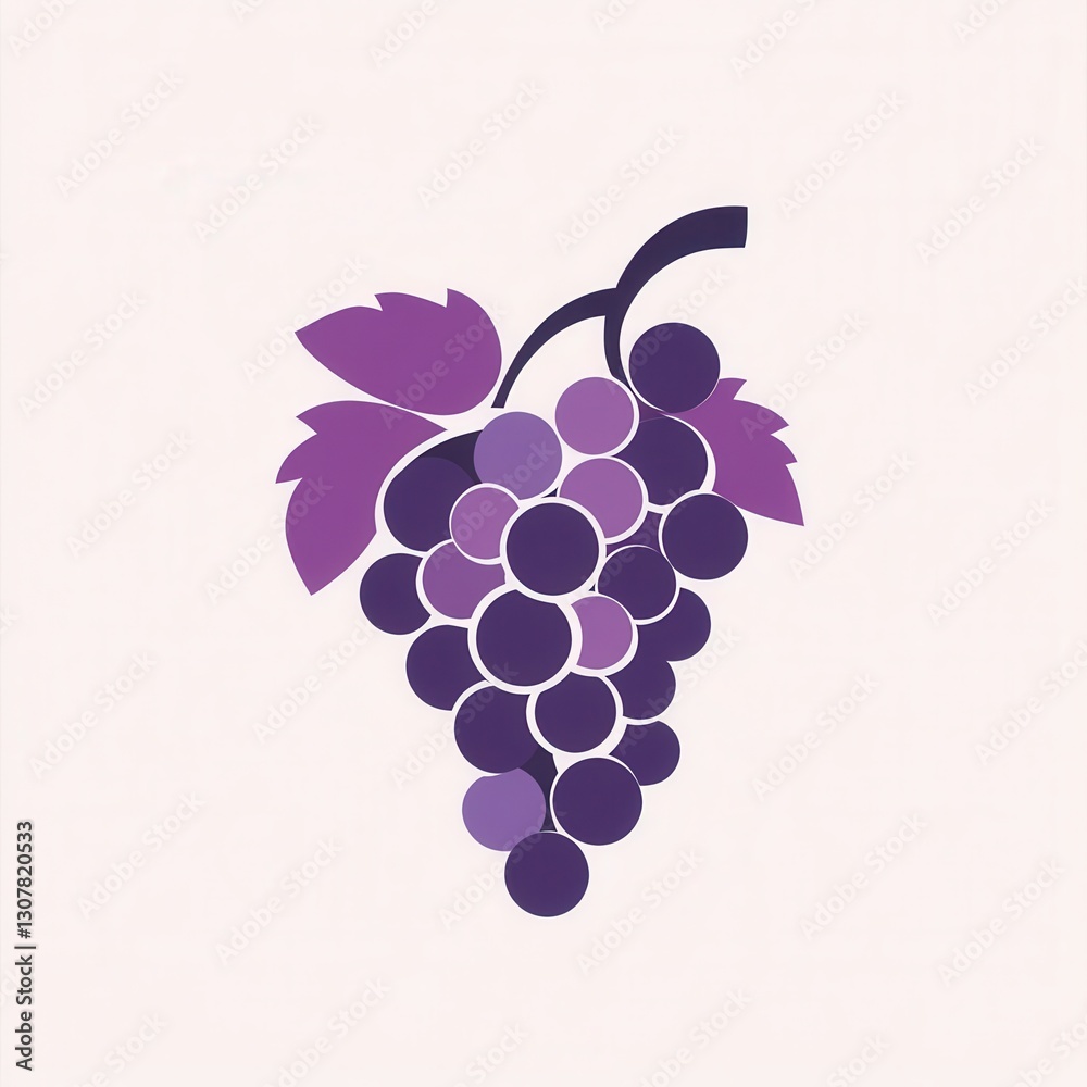 Poster modern abstract grape bunch logo showcasing soft purple hues with artistic simplicity for contempora