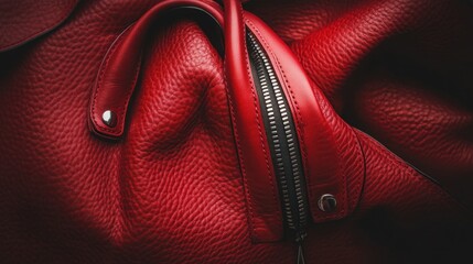 Red Leather Bag Detail