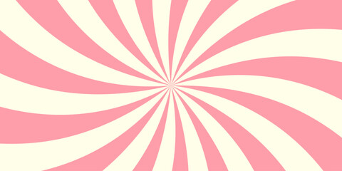 Pink and beige radial swirl background. Pattern with a dynamic optical illusion effect.