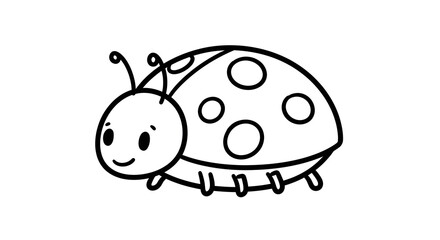 Cute Ladybug Cartoon Character Outline