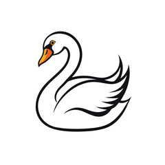 swan line art on white background