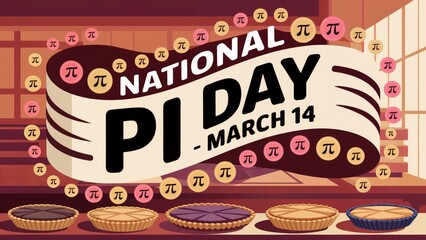  National Pi Day 3.14 Banner with Delicious Pies for March 14