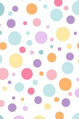 A vibrant pattern featuring an assortment of colorful circles on a clean white background, perfect for use in packaging, invitations, or digital designs that seek a playful and cheerful aesthetic,