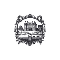Naklejka premium Old mansion vintage design vector template illustration